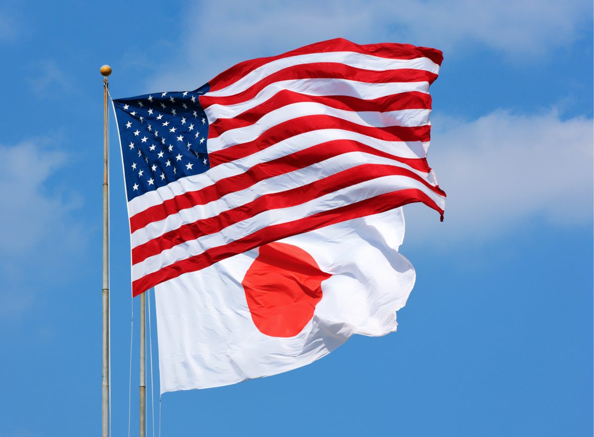 American and Japanese flags