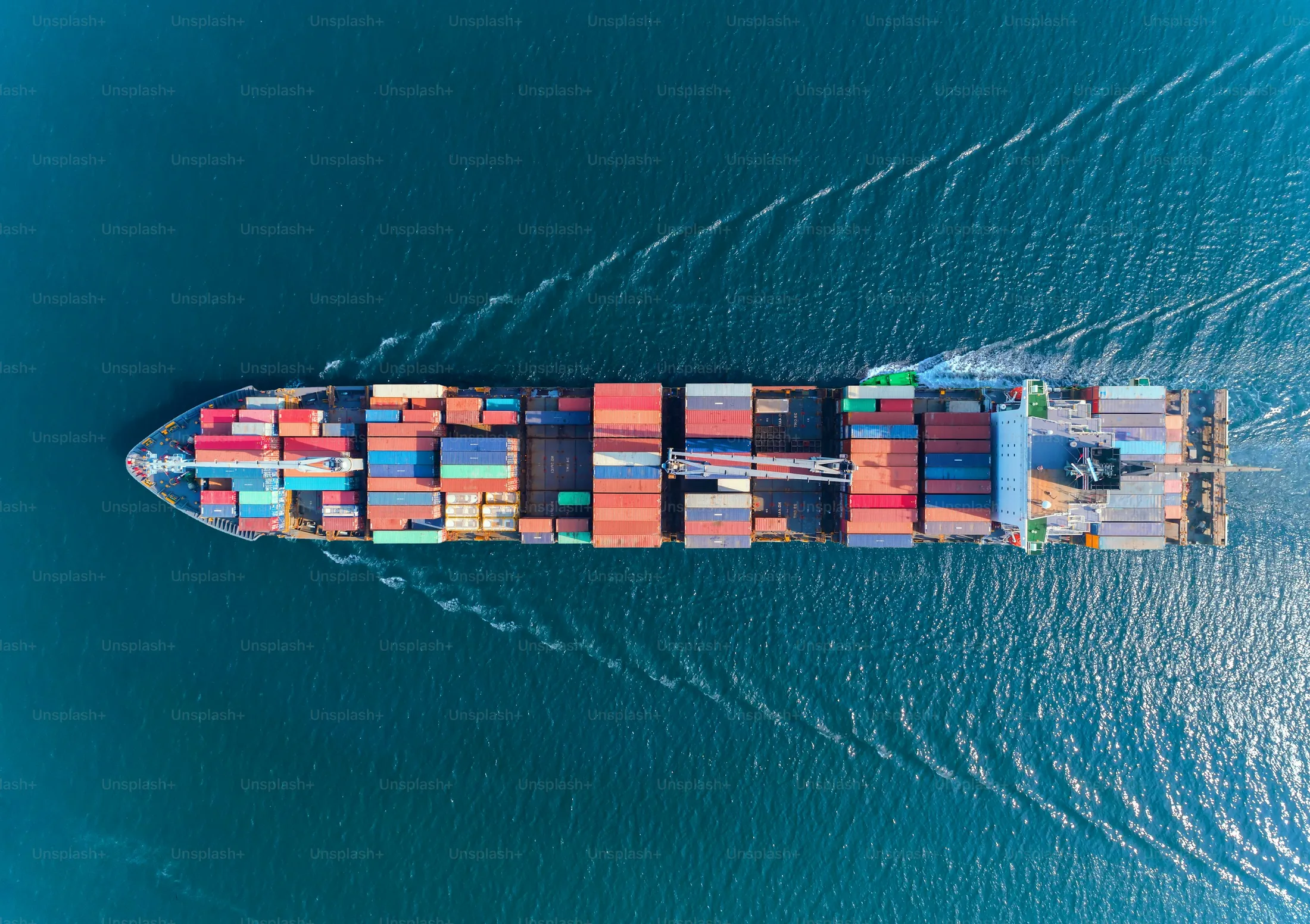 Container vessel carrying international freight