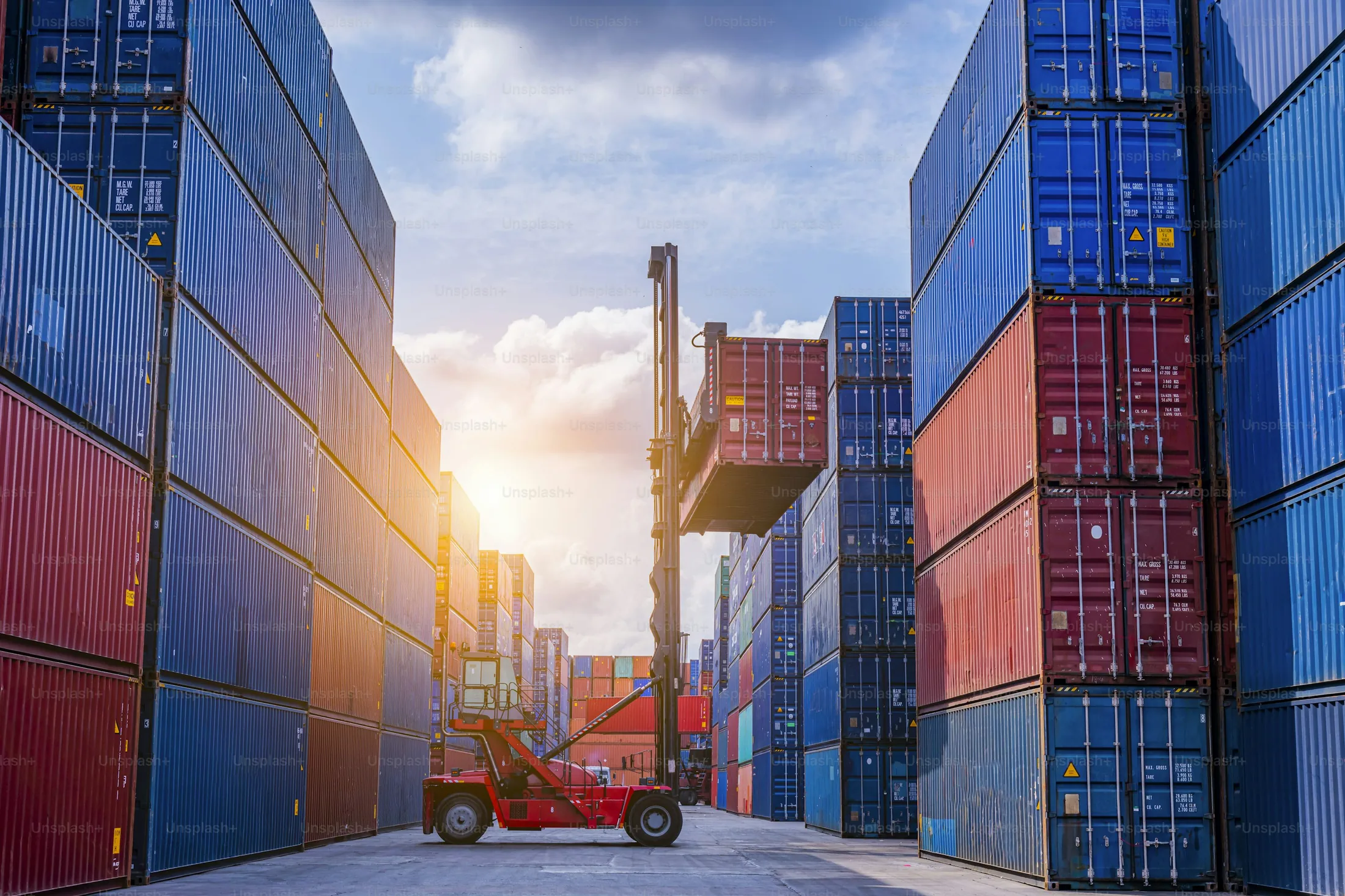 Shipping containers at a logistics terminal